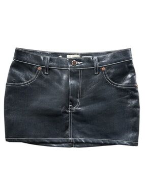 Todd Oldham Vintage 90s/Y2K Coated Glossy Denim Low Rise Mini Skirt Size Small